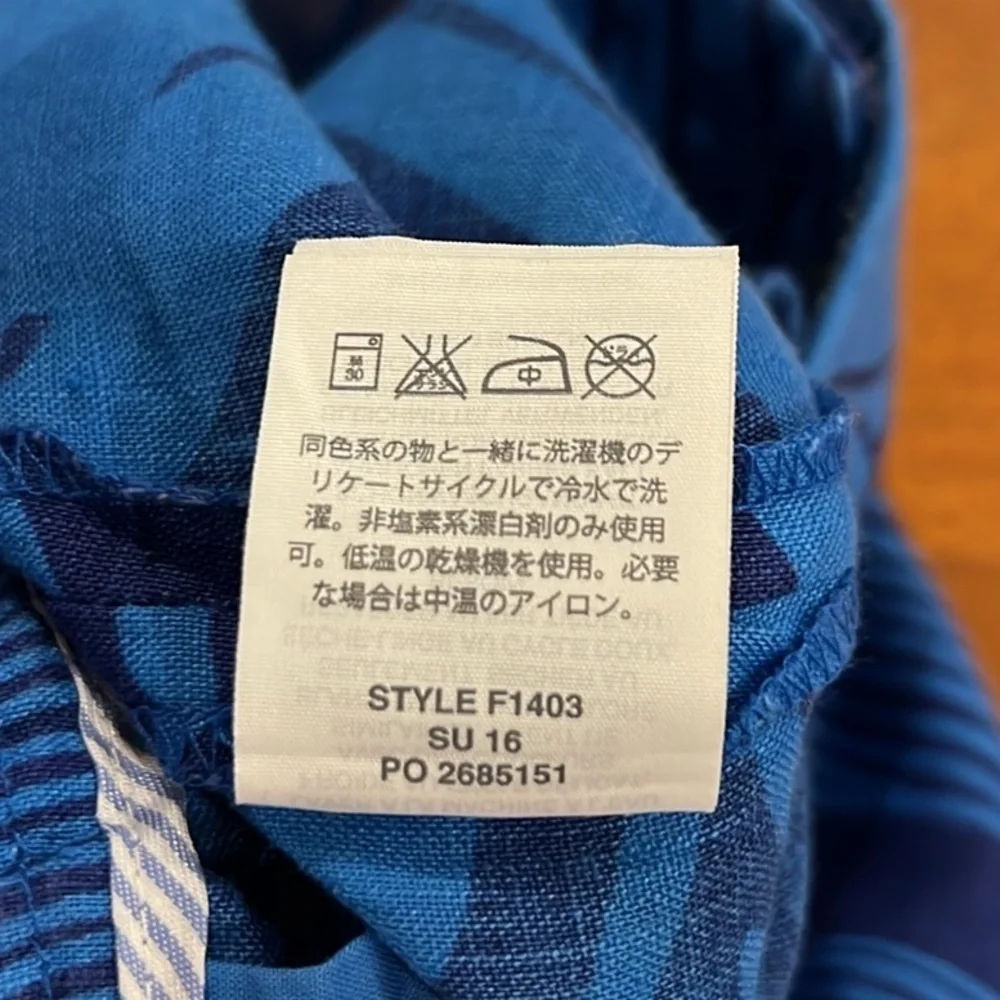 J.Crew blue linen tropical palm shorts size 4 - Picture 7 of 8